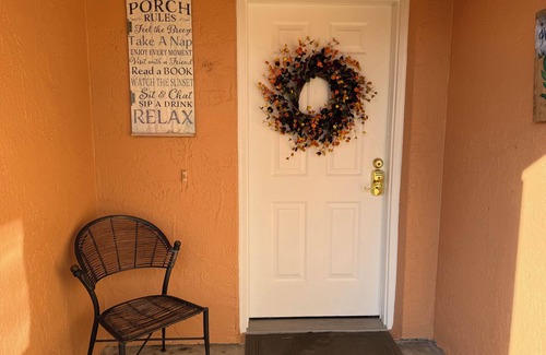 De La Mesa Villa | Lush green patio garden villa, excellent location. Golf cart included!