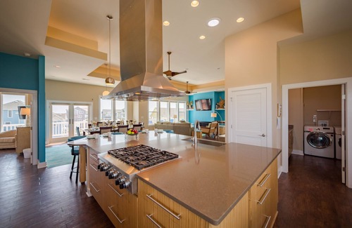 Hatteras House | Luxe, ocean- & sound-view home with private pool, hot tub, decks & game room