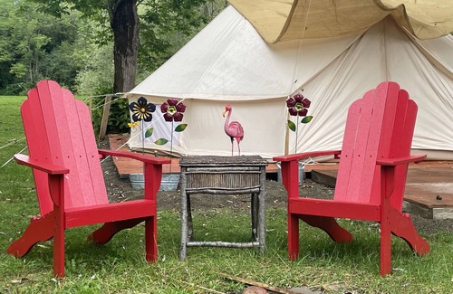 Black Creek RV Rental | Luxurious Bell Tent on Ischua Creek at Campground Adventures
