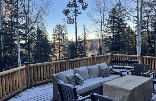 Greer House | Luxurious wood cabin nestled in the woods with patio& hot tub