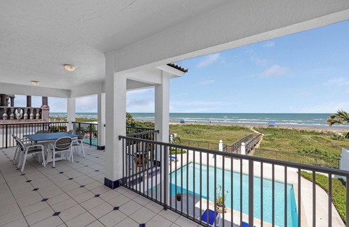 South Padre Island House | Luxury Beachfront Home w/private beach access & private heated pool!