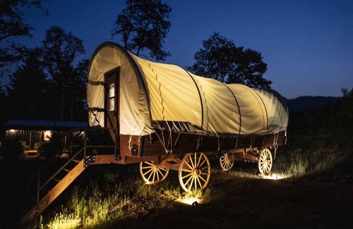 Banner Elk Cabin | Luxury Covered Wagon ,Winery with mountain and vineyard view