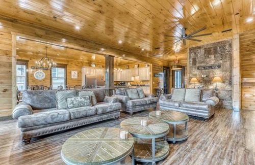 Gatlinburg Cabin | Luxury Gatlinburg Getaway Sleeps 50 with Hot Tub, Shared Pool, Game/Theater Room