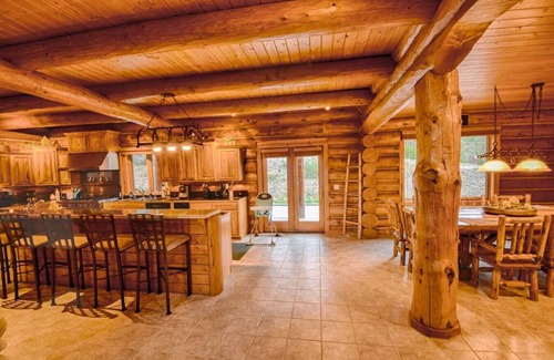 Tamarack Cabin | Luxury Log Cabin Near Cascade Lake, 80 Acres, RVs