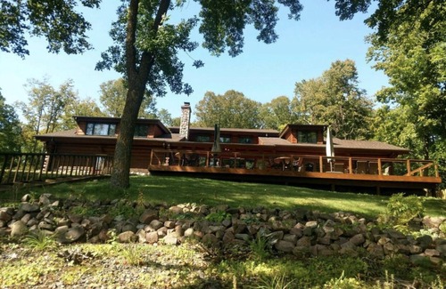 Stone Lake House | Luxury log cabin on the north end of long lake! Sarona Wi, close to Hayward!