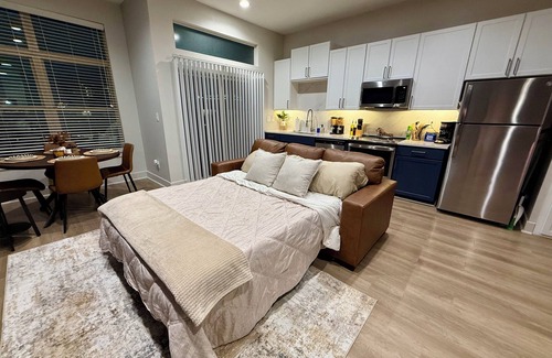 Deep Ellum Apartment | Luxury Skyline Escape/Sauna/King Bed/DT View