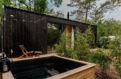 Nunspeet House | Luxury Spa Tiny House with hottub, in the woods, Japandi style