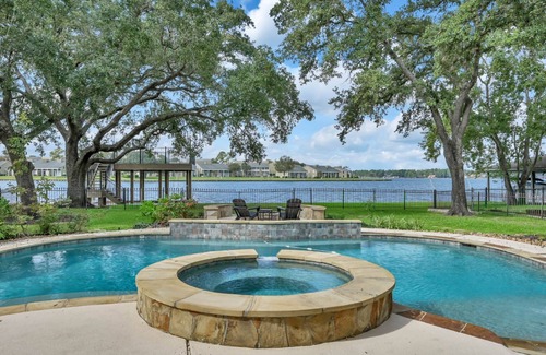 April Sound House | Luxury Waterfront Home with 2 Primary Suites, Pool, Spa, Boat Dock & Breathtaking Views!