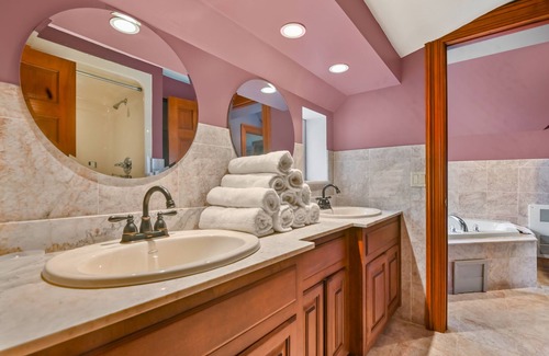 Mount Pocono House | Mansion with pool, hot tub, sauna, and mountain views