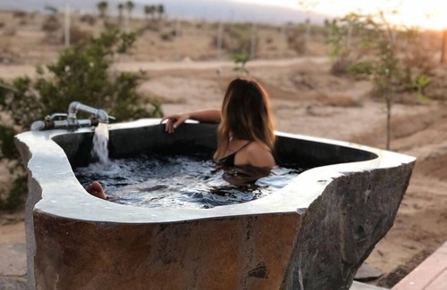 Wonder Valley House | Mesquite Cabin Studio w/Private Hot Springs Tub