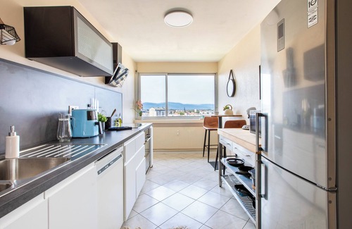 Mulhouse Apartment | Modern 2BR Sunset View over Vosges Full Kitchen Netflix & Parking