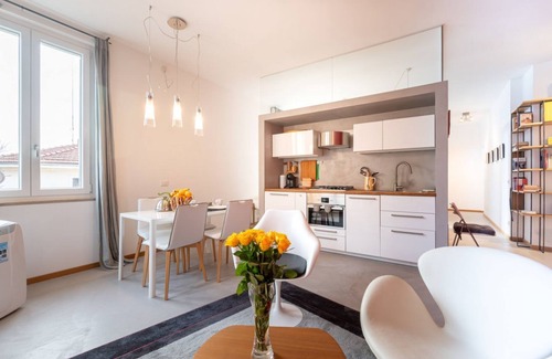 Oltretorrente Apartment | Modern 60 sqm apartment located on the fourth floor of a renovated 30's building without a lift (stairs to access it).The apartment consists of a living room with kitchenette, bedroom and bathroom. The bedroom is inspired by La Chayhana in Uzbekistan, a