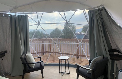 Canon City RV Rental | Modern Glamping Dome Mountain View Deck Near Downtown Cañon City