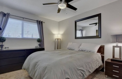 Castro Valley Apartment | Modern Master bedroom with en-suite bathroom