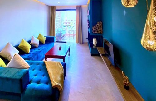 Agdal Apartment | Modern - Moroccan 2BR with Panoramic Pool View