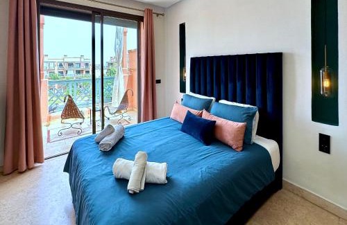 Agdal Apartment | Modern - Moroccan 2BR with Panoramic Pool View