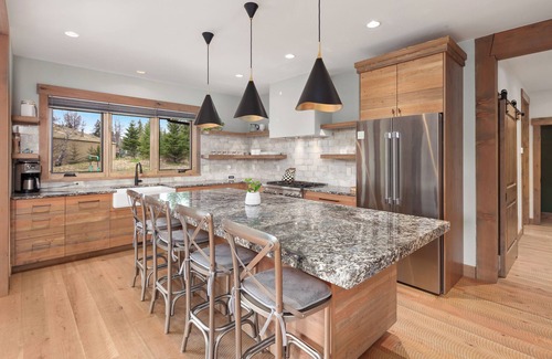 Whitefish Apartment | Modern-Rustic Retreat + Full Kitchen, Soaking Tub, Office, Media Room & Deck
