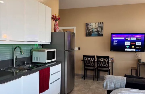 Riverside Apartment | Modern Studio w/King Bed, Balcony, Kitchenette