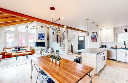 Alyeska Condo | Modern townhouse with private hot tub, mountain views, & natural light