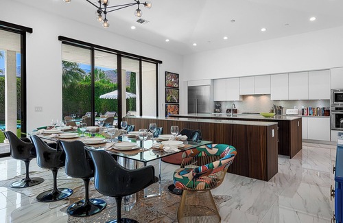 Palm Springs House | Modern Villa In Guard-Gated Community, Solar, Lap Pool, Spa, Casita, Pizza Oven
