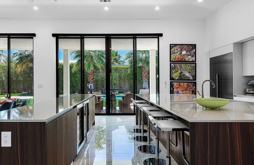 Palm Springs House | Modern Villa In Guard-Gated Community, Solar, Lap Pool, Spa, Casita, Pizza Oven