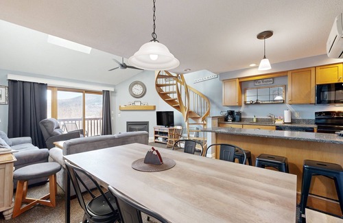 Jackson Condo | Mountain stunner with pools, hot tub, tennis, grilling area, & game tables