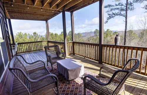 Blairsville Cabin | Mountaintop Home with a Hot Tub, Decks, Pool Table, & Stunning Views - One Dog OK