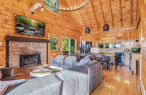 Blue Ridge Cabin | Mtn View Cabin 5 min to Downtown Blue Ridge w/Hot Tub and Firepit, Pet Friendly!