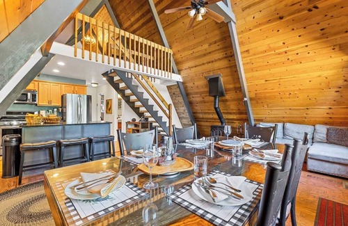 Kachina Village Cabin | Nakai Trail Vacation Rental | 4-BR A-Frame in Kachina Village, Flagstaff | Loft Firepit Game Rm Sauna New Bathroom