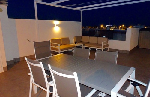Los Cuarteros Apartment | New apartment with large roof terrace and swimming pool, near the sea and beach