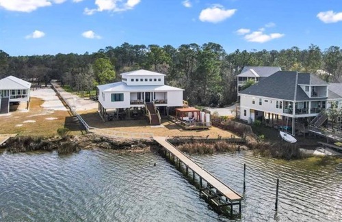 Gulf Shores House | New, bayfront custom home with pier for your boat plus outside deck