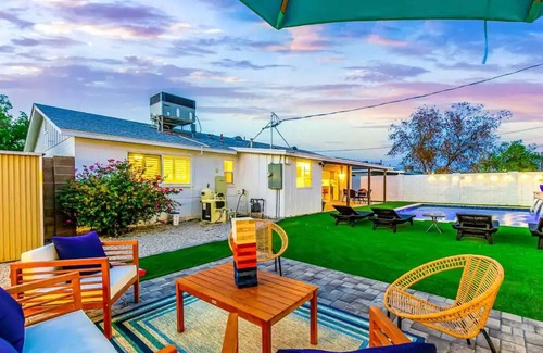 New Papago Parkway House | New! Blissful on Beatrice - Heated Pool, Mini Golf, Dog House, Outdoor Fire Pit