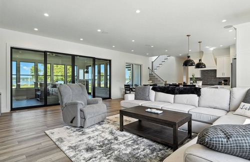 Baileys Harbor House | New Build Baileys Harbor-sunset view and pool table