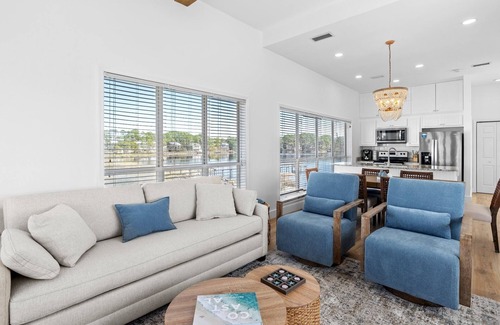Dune Allen Beach Apartment | New Listing! Gulf and Lake Views! Private Dock! Beach Access Just Across the Street! Bikes!