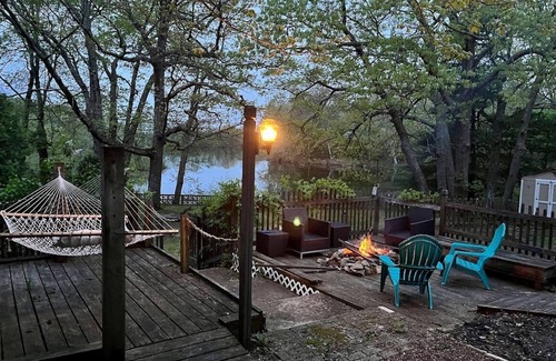 Jewett City House | NEW Listing: LAKEFRONT Home w/Dock, Theater Room, Firepit. Near Mystic, Casinos