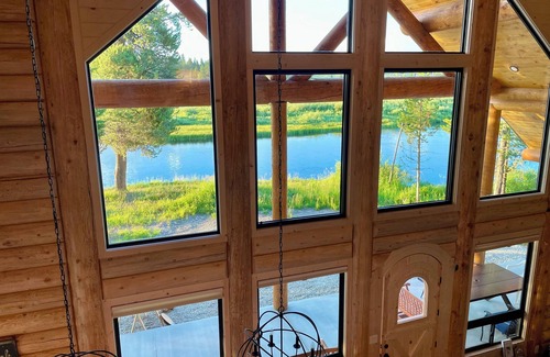 Island Park Cabin | New log home on river, 25 miles from Yellowstone, mountain view