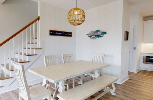 North Carolina Coast House | New Modern House w/Large Deck, Water View, Elevator, Dog Friendly + Big Fenced Yard