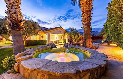 Desert Hot Springs House | NEW: Pool, Spa, Tiki Bar, Mini Golf, Firepit, Desert Views
