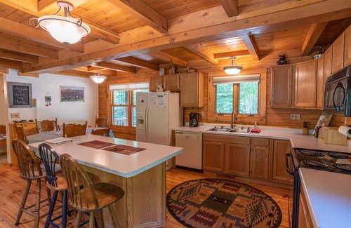 Sturgeon Bay House | Newer Log Home on Clarks Lake with Dock and Boats