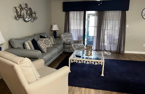 Little River Condo | Newly renovated golf condo in quiet community with pool!