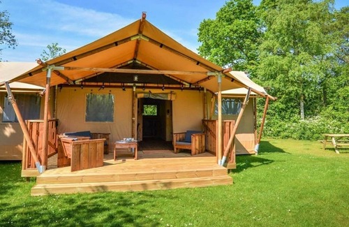 Mol RV Rental | Nice Tent Lodge With Bathroom, Near a Lake