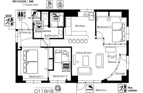 Chuo-ku Apartment | NK BLD4F Sapporo 3LDK 3BR 1 floor 1 room