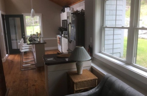 Surry House | Ocean-Beach Front Cottage on Blue Hill Bay w/Mt Desert Island on the Horizon.