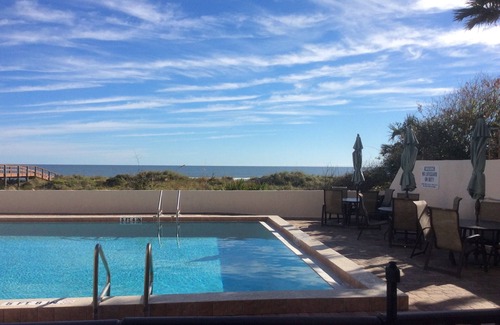 Crescent Beach Condo | Ocean Front 1 Bedroom Condo With Heated Pool just outside the balcony