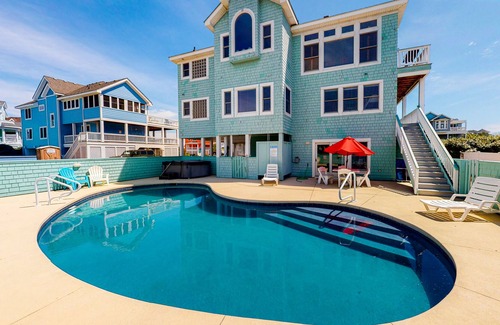 Buck Island House | Ocean-side home with private pool, hot tub, washer/dryer & rec room