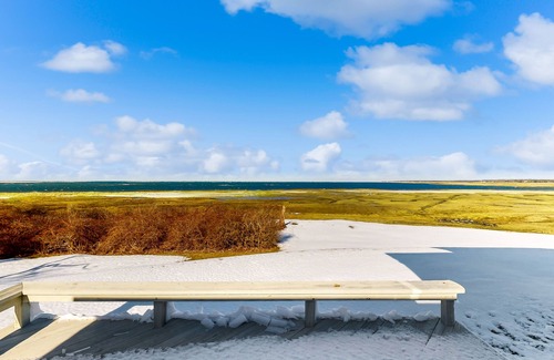 Barnstable House | Ocean-view home with private beach, streaming, grill, outdoor shower, deck, & AC