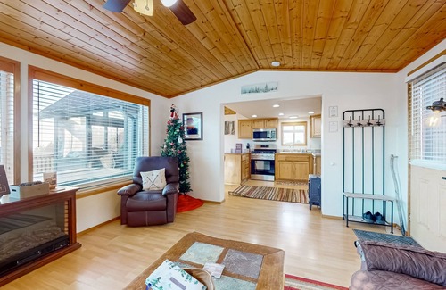 Brookings House | Ocean-view home with private hot tub, amazing deck, & prime location