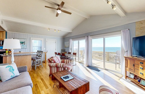Frisco House | Oceanfront home w/elevator, private hot tub, shared pool, beach access, & WiFi