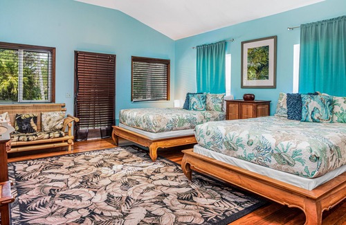 Keaau House | Oceanfront home with private hot tub, wraparound deck, ocean views, W/D & lanai