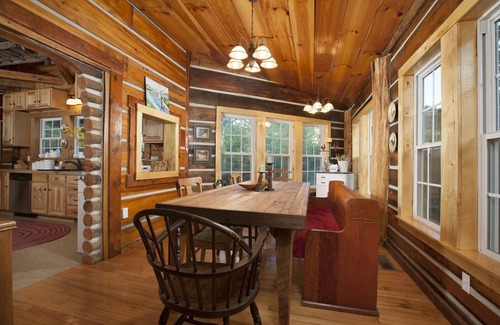 Mars Hill Cabin | OPEN ! NC Private Rustic Ski Lodge hot tub Cabin Sleeps 17 Hanging bed & 2 ponds